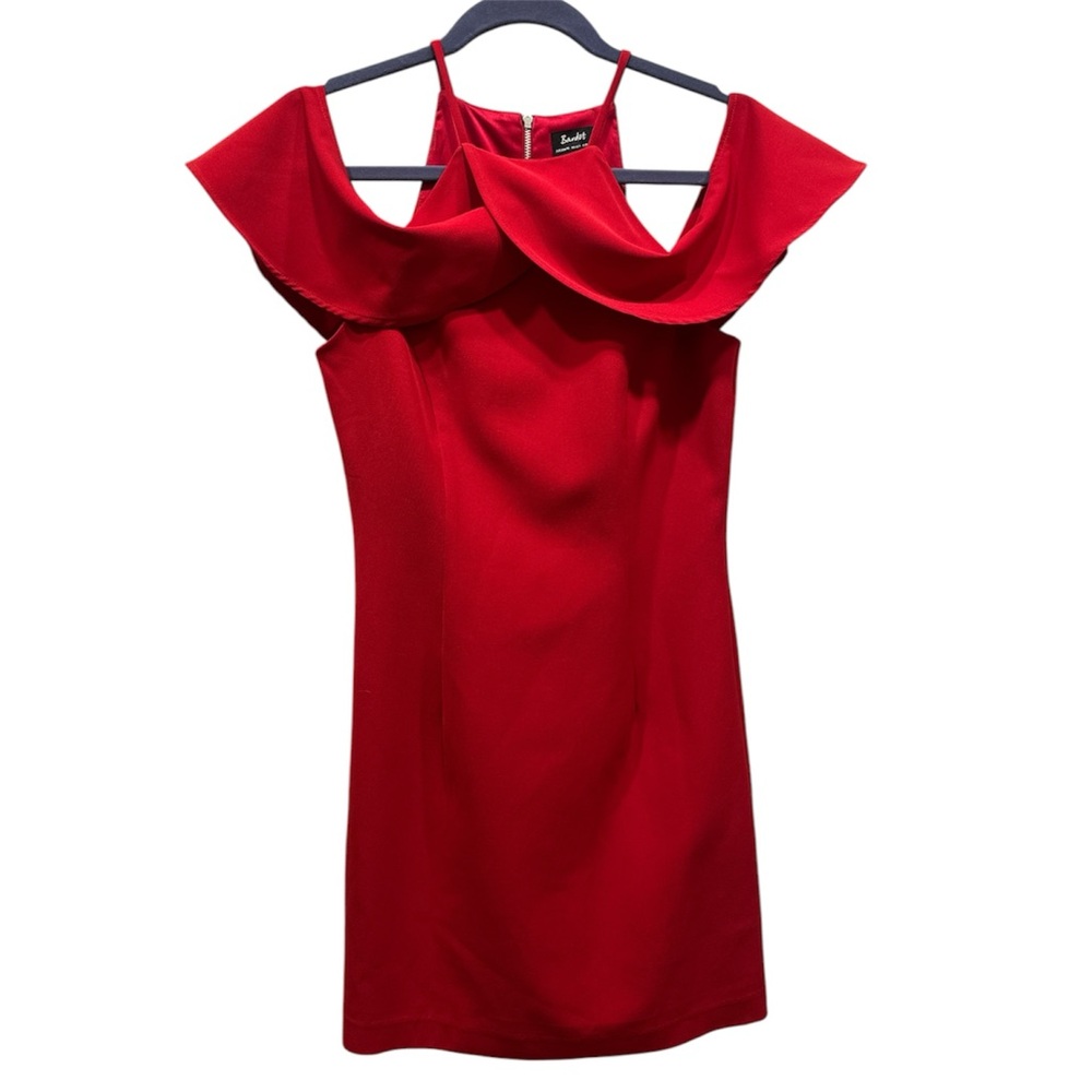 Elegant Bardot Strappy Off Shoulder Red Dress Size 6 Formal Classy